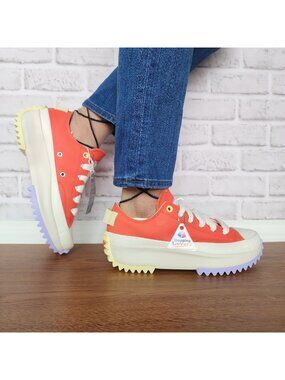 Converse Run Star Hike Leather Color Pop 7.5 Womens Shoes Orange Sneaker A16289C